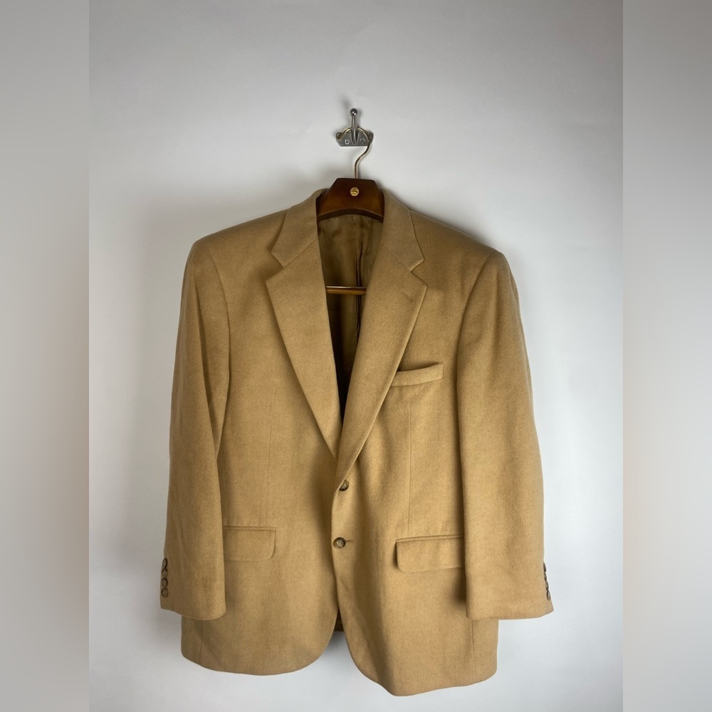 Bill Blass Black Label 100% Camel Hair Sport Coat 42R Tan Classic Jacket Vintage